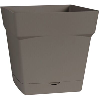 EDA Piatto Di Plastica Quadrato Toscano Con Sottotazza Integrata, Taupe, 24,8 X 24,8 X 24 EDA Piatto Di Plastica Quadrato Toscano Con Sottotazza Integrata, Taupe, 24,8 X 24,8 X 24