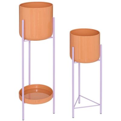 ATMOSPHERA Set Di 2 Coperture Per Piante Da Piscina 19x19x60cm Bianco E Arancio - Créateur D'Intérieur ATMOSPHERA Set Di 2 Coperture Per Piante Da Piscina 19x19x60cm Bianco E Arancio - Créateur D'Intérieur