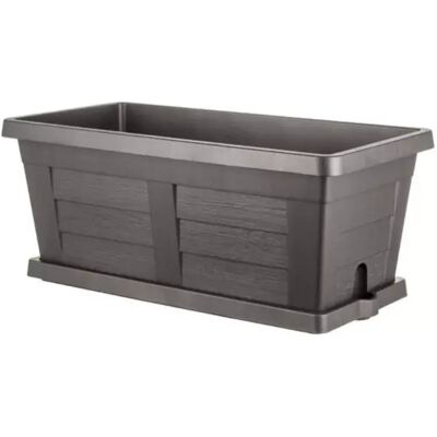 Bama Fioriera Da Esterno Con Sottovaso Antracite Effetto Legno 40 Cm Bama Fioriera Da Esterno Con Sottovaso Antracite Effetto Legno 40 Cm