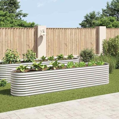 VIDAXL Letto Rialzato Giardino 400x80x81 Cm In Acciaio Zincato Argento - VIDAXL Letto Rialzato Giardino 400x80x81 Cm In Acciaio Zincato Argento -