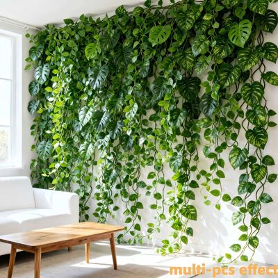 AULEDIO Pianta Artificiale Monstera Sospesa 720 Cm – Piante Appese Decorative Per Interni Ed Esterni, Fogliame Tropicale Finto Per Giardino, Balcone E Feste AULEDIO Pianta Artificiale Monstera Sospesa 720 Cm – Piante Appese Decorative Per Interni Ed Esterni, Fogliame Tropicale Finto Per Giardino, Balcone E Feste