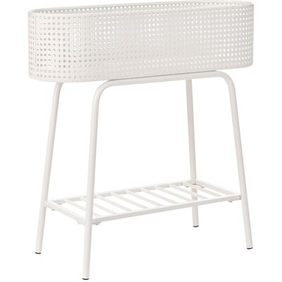BELIANI Fioriera Rialzata In Metallo Per Giardino, Vaso Sopraelevato Per Piante Per Interni Ed Esterni Bianco Linnaea BELIANI Fioriera Rialzata In Metallo Per Giardino, Vaso Sopraelevato Per Piante Per Interni Ed Esterni Bianco Linnaea