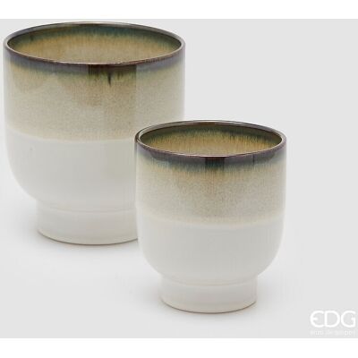 EDG Enzo De Gasperi Set 2 Vasi Cachepot Nuance Marrone Ceramica Con Piede EDG Enzo De Gasperi Set 2 Vasi Cachepot Nuance Marrone Ceramica Con Piede
