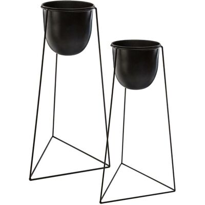 ATMOSPHERA Set Di 2 Vasi In Metallo Nero - Créateur D'Intérieur ATMOSPHERA Set Di 2 Vasi In Metallo Nero - Créateur D'Intérieur