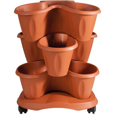 Bama Vaso Trifoglio Grigio, Set Di 3 Pezzi, Vaso E Sottovaso Con Rotelle, 30x40x51 Cm - Bama Vaso Trifoglio Grigio, Set Di 3 Pezzi, Vaso E Sottovaso Con Rotelle, 30x40x51 Cm -