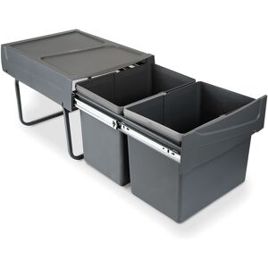 EMUCA Contenitore Per La Raccolta Differenziata Da Montare Sul Fondo Ed Estraibile Manualmente In Cucina 2x15lt, Grigio Antracite Tecnoplastica - EMUCA Contenitore Per La Raccolta Differenziata Da Montare Sul Fondo Ed Estraibile Manualmente In Cucina 2x15lt, Grigio Antracite Tecnoplastica -