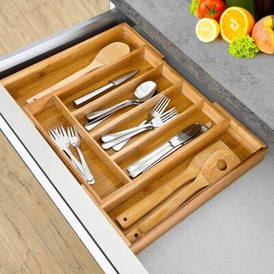 BAKAJI - Portaposate Estensibile Da Cassetto Cucina Porta Posate In Legno Bambu 37x31cm BAKAJI - Portaposate Estensibile Da Cassetto Cucina Porta Posate In Legno Bambu 37x31cm