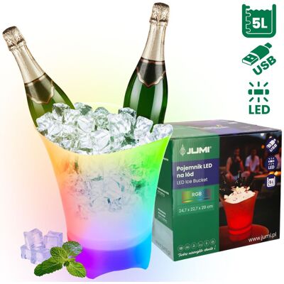 OEM Contenitore Per Secchiello Del Ghiaccio Con Luce Led Rgb, Refrigeratore Per Ghiaccio Da 5 Litri Per Champagne, Grande OEM Contenitore Per Secchiello Del Ghiaccio Con Luce Led Rgb, Refrigeratore Per Ghiaccio Da 5 Litri Per Champagne, Grande