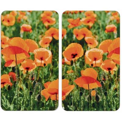Wenko Protezione Per Piano Cottura, Copertura Per Piano Cottura In Vetro 'campo Di Papaveri', Set Di 2, Vetro Temperato, 30x52 Cm, Multicolore - Wenko Protezione Per Piano Cottura, Copertura Per Piano Cottura In Vetro 'campo Di Papaveri', Set Di 2, Vetro Temperato, 30x52 Cm, Multicolore -