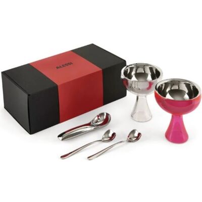 Alessi Set Gelato Regalo, 2 Coppe In Pmma Fucsia E Ghiaccio, 2 Ciotole Acciaio Inox 18-10, Cucchiaini E Spatola Koki Alessi Set Gelato Regalo, 2 Coppe In Pmma Fucsia E Ghiaccio, 2 Ciotole Acciaio Inox 18-10, Cucchiaini E Spatola Koki