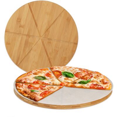 RELAXDAYS - 8x Taglieri Per Pizza Di Bambù In Set Da 8, Piatti Tondi Ø 33cm, Carta Da Forno Inclusa, Scanalature, Naturale RELAXDAYS - 8x Taglieri Per Pizza Di Bambù In Set Da 8, Piatti Tondi Ø 33cm, Carta Da Forno Inclusa, Scanalature, Naturale