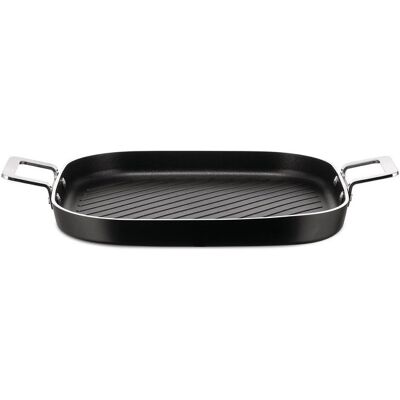 Alessi Bistecchiera Grill Pots And Pans 29x29 Cm, Antiaderente Ceramico, Induzione, Alluminio, Manici Acciaio Inox, Nera Alessi Bistecchiera Grill Pots And Pans 29x29 Cm, Antiaderente Ceramico, Induzione, Alluminio, Manici Acciaio Inox, Nera