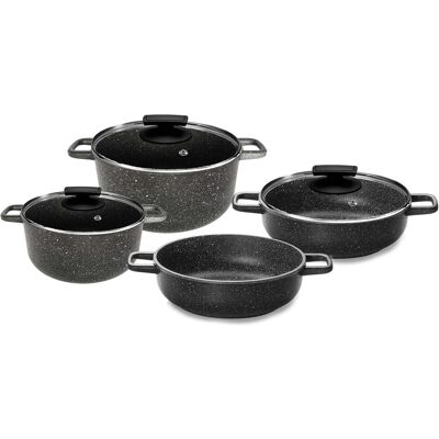 Olympia Batteria Di Pentole 7 Pezzi In Alluminio Pressofuso Antiaderente Hard Cook Olympia Batteria Di Pentole 7 Pezzi In Alluminio Pressofuso Antiaderente Hard Cook