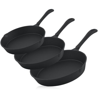 BBQ-TORO Set Di Padelle E Bistecchiere In Ghisa Ø 16 Cm, Ø 20 Cm, Ø 24 Cm - BBQ-TORO Set Di Padelle E Bistecchiere In Ghisa Ø 16 Cm, Ø 20 Cm, Ø 24 Cm -