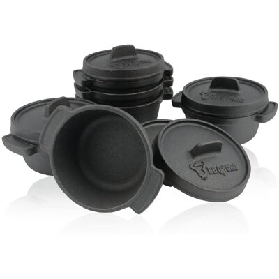 BBQ-Toro - 6x Ø11cm Mini - Ø11 cm - Mini - Cast Iron Serving Pots Set BBQ-Toro - 6x Ø11cm Mini - Ø11 cm - Mini - Cast Iron Serving Pots Set