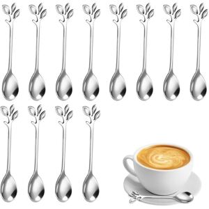 OEM Set Di 12 Cucchiaini Da Tè A Forma Di Foglia In Acciaio Inossidabile, Mini Cucchiaini Da Dessert Con Design A Ramo Per Acqua, Tè E Latte - Argento OEM Set Di 12 Cucchiaini Da Tè A Forma Di Foglia In Acciaio Inossidabile, Mini Cucchiaini Da Dessert Con Design A Ramo Per Acqua, Tè E Latte - Argento
