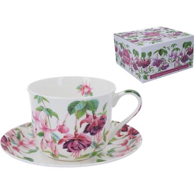 OEM Tazza Da Colazione Con Piattino, In Porcellana, Fucsia, Per Caffè OEM Tazza Da Colazione Con Piattino, In Porcellana, Fucsia, Per Caffè