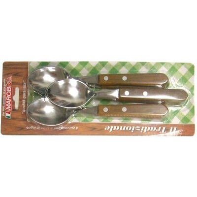 MARIETTI 1860 Set 6 Cucchiai Posate Da Tavola Manico In Legno Marietti MARIETTI 1860 Set 6 Cucchiai Posate Da Tavola Manico In Legno Marietti