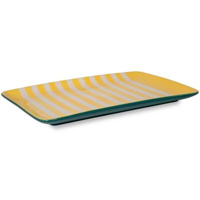 ALTRO Piatto Rettangolare In Gres 30x20.5x2 Cm Giallo A Righe Bianche Wd Lifestyle ALTRO Piatto Rettangolare In Gres 30x20.5x2 Cm Giallo A Righe Bianche Wd Lifestyle