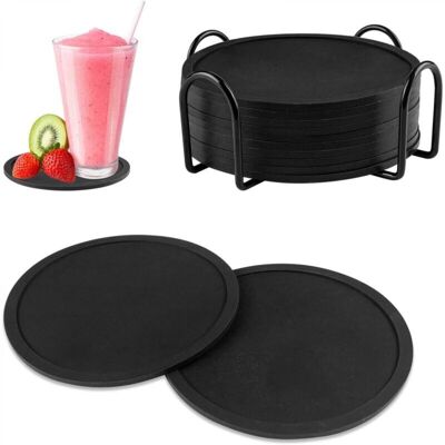 OEM Set Di 12 Sottobicchieri In Silicone Con Supporto, Sottobicchieri Neri Scanalati, Sottobicchieri Rotondi Per Tazze Da Caffè O Birra, Tazze Da Tè, Bevande, Piante E Bar OEM Set Di 12 Sottobicchieri In Silicone Con Supporto, Sottobicchieri Neri Scanalati, Sottobicchieri Rotondi Per Tazze Da Caffè O Birra, Tazze Da Tè, Bevande, Piante E Bar