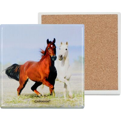 OEM Tovaglietta Quadrata In Ceramica Con Cavallo Dipinto Sotto Il Caffè, Regalo Per Lui OEM Tovaglietta Quadrata In Ceramica Con Cavallo Dipinto Sotto Il Caffè, Regalo Per Lui