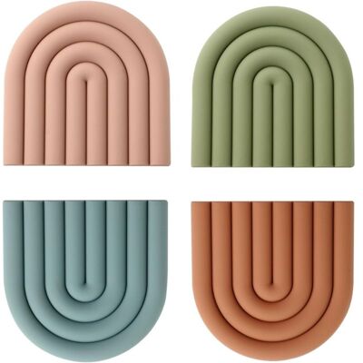 FOCTRO Sottopentola In Silicone, Guanti Da Forno In Silicone, Sottopentola, Protezioni Colorate Per Pentole, Resistenti Al Calore, Antiscivolo, Sottobicchieri Per Bicchieri E Ciotole E Decorazioni, Set Da 4 FOCTRO Sottopentola In Silicone, Guanti Da Forno In Silicone, Sottopentola, Protezioni Colorate Per Pentole, Resistenti Al Calore, Antiscivolo, Sottobicchieri Per Bicchieri E Ciotole E Decorazioni, Set Da 4