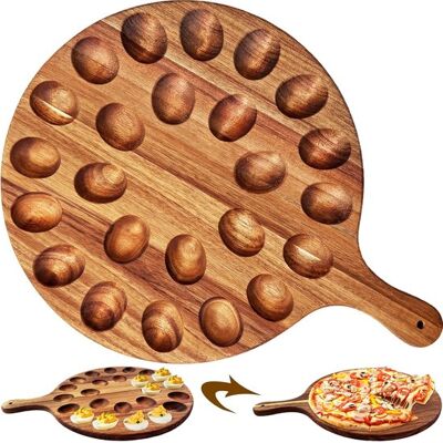 NO BRAND Portauova Rotondo In Legno, 36 × 30 Cm, Con Manico, Portauova Con 24 Fori, Può Essere Posizionato Su Un Piano Di Lavoro O In Frigorifero, Tavola, Marrone NO BRAND Portauova Rotondo In Legno, 36 × 30 Cm, Con Manico, Portauova Con 24 Fori, Può Essere Posizionato Su Un Piano Di Lavoro O In Frigorifero, Tavola, Marrone