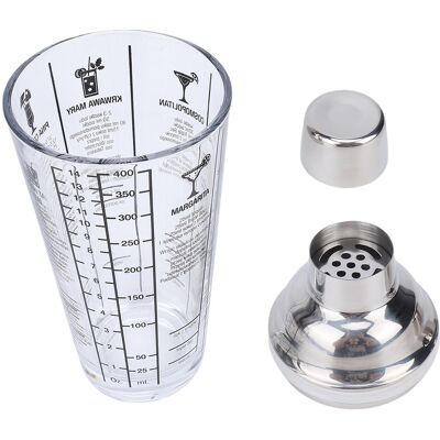 VISTRECK Shaker Da Cocktail In Vetro Da 414 Ml, Coperchio In Acciaio Inox, Filtro Integrato, Dispenser Trasparente Con Doppia Graduazione E Ricettario Per Serate Bar A Casa. VISTRECK Shaker Da Cocktail In Vetro Da 414 Ml, Coperchio In Acciaio Inox, Filtro Integrato, Dispenser Trasparente Con Doppia Graduazione E Ricettario Per Serate Bar A Casa.