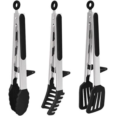 DPZO Pinze Per Barbecue, Pinze Per Spaghetti, Pinze Da Cucina, Set Di 3 Pinze Per Alimenti In Acciaio Inox Resistenti Al Calore Con Punte In Silicone Per Bistecche, Insalate, Buffet Barbecue DPZO Pinze Per Barbecue, Pinze Per Spaghetti, Pinze Da Cucina, Set Di 3 Pinze Per Alimenti In Acciaio Inox Resistenti Al Calore Con Punte In Silicone Per Bistecche, Insalate, Buffet Barbecue