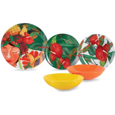 FADE Servizio Piatti 18 Pezzi Porcellana Maracuja FADE Servizio Piatti 18 Pezzi Porcellana Maracuja