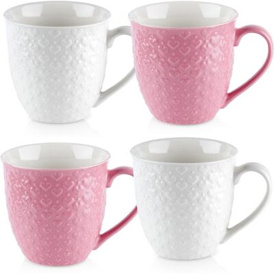 OEM Set Di 4 Tazze In Ceramica Rosa E Bianche Da 580 Ml OEM Set Di 4 Tazze In Ceramica Rosa E Bianche Da 580 Ml