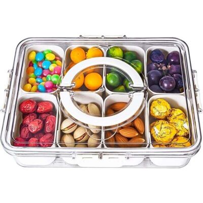 DPZO Scatola Monodose Per Snack, Cassetto Con Scomparti, Coperchio E Maniglia, Cassetto Con 8 Scomparti Removibili, Scatole Riutilizzabili Per Spezie, Dolci, Frutta, Frutta Secca, Patatine E Salse DPZO Scatola Monodose Per Snack, Cassetto Con Scomparti, Coperchio E Maniglia, Cassetto Con 8 Scomparti Removibili, Scatole Riutilizzabili Per Spezie, Dolci, Frutta, Frutta Secca, Patatine E Salse