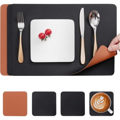 OEM Set Di Tovagliette, Tovagliette In Pelle E Sottobicchieri Antiscivolo, Double-face, Lavabili, Impermeabili, Tovagliette In Plastica (nero E Marrone, Set Da 4 Pezzi) OEM Set Di Tovagliette, Tovagliette In Pelle E Sottobicchieri Antiscivolo, Double-face, Lavabili, Impermeabili, Tovagliette In Plastica (nero E Marrone, Set Da 4 Pezzi)