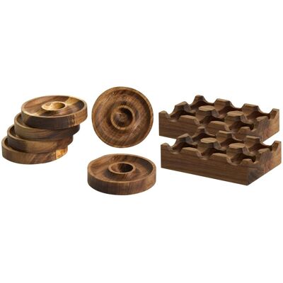 BELIANI Set Di 8 Portauova E Portacoppette In Legno Di Acacia Per Servire E Conservare Le Uova, Marrone Fournil BELIANI Set Di 8 Portauova E Portacoppette In Legno Di Acacia Per Servire E Conservare Le Uova, Marrone Fournil