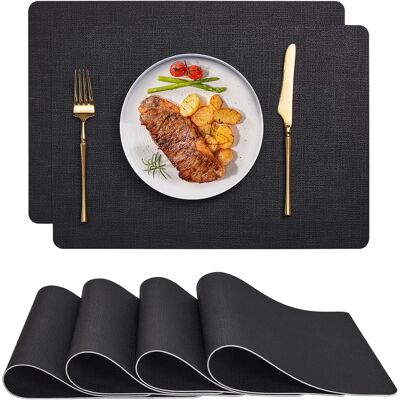 OEM Tovagliette E Sottobicchieri, Tovagliette In Pelle Bicolore, Lavabili, Double-face, Antiscivolo E Facili Da Pulire (set Di 4 Pezzi, Nero/nero) OEM Tovagliette E Sottobicchieri, Tovagliette In Pelle Bicolore, Lavabili, Double-face, Antiscivolo E Facili Da Pulire (set Di 4 Pezzi, Nero/nero)