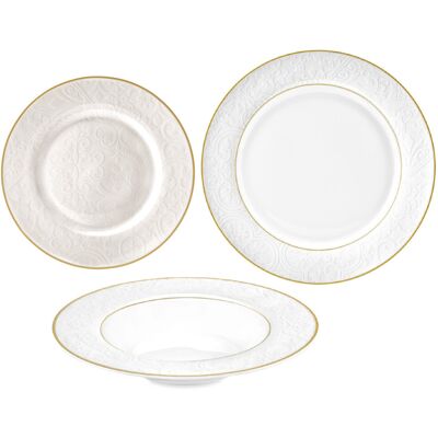 FADE Servizio Tavola Porcellana Filo Oro Musa 19 Pezzi FADE Servizio Tavola Porcellana Filo Oro Musa 19 Pezzi