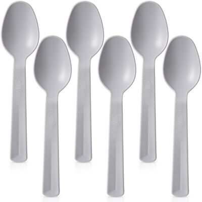 OEM Cucchiai Da Tavola In Plastica Grigia, Riutilizzabili, 6 Pezzi OEM Cucchiai Da Tavola In Plastica Grigia, Riutilizzabili, 6 Pezzi