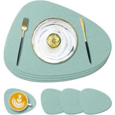 BARES Set Di 4 Tovagliette E Sottobicchieri In Silicone Verde Chiaro, 13,8 X 11,1 X 0,15 Cm, Antiscivolo, Lavabili, Adatti Per Tavoli Da Pranzo. BARES Set Di 4 Tovagliette E Sottobicchieri In Silicone Verde Chiaro, 13,8 X 11,1 X 0,15 Cm, Antiscivolo, Lavabili, Adatti Per Tavoli Da Pranzo.