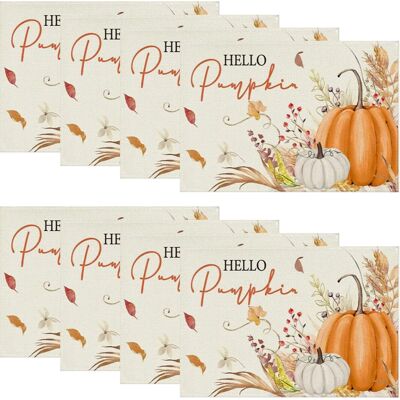 OEM Set Di 8 Tovagliette In Poliestere Nkbbbcu Stampate Con Zucche Autunnali E Foglie D'Acero, Per Apparecchiature Da Tavola Festive, Piatto, Tazza, Con Tappetino Termoisolante OEM Set Di 8 Tovagliette In Poliestere Nkbbbcu Stampate Con Zucche Autunnali E Foglie D'Acero, Per Apparecchiature Da Tavola Festive, Piatto, Tazza, Con Tappetino Termoisolante
