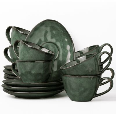 OEM Servizio Da Caffè Verde Uminami Per 8 Persone, 16 Pezzi, Moderno, Lavabile In Lavastoviglie, Composto Da Tazza E Piattino. OEM Servizio Da Caffè Verde Uminami Per 8 Persone, 16 Pezzi, Moderno, Lavabile In Lavastoviglie, Composto Da Tazza E Piattino.