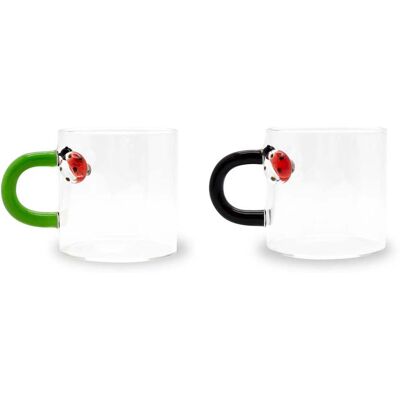 Western Digital Set 2 Tazzine Caffè Vetro Borosilicato 130 Ml Decoro Coccinella Western Digital Set 2 Tazzine Caffè Vetro Borosilicato 130 Ml Decoro Coccinella