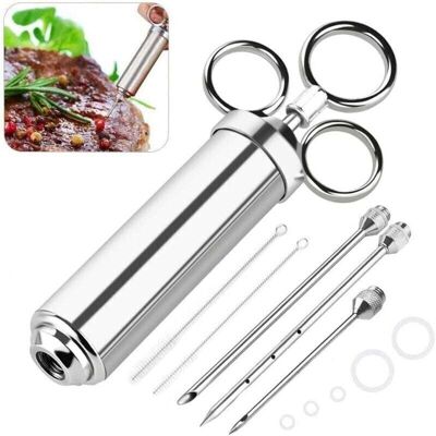 OEM Siringa Per Marinatura Da 60 Ml, Bulbo Per Salse In Acciaio Inox 304, Iniettore Per Alimenti, Utensile Da Cucina Con 3 Aghi Per Marinare, Grigliare, Arrostire, Carne, Barbecue - Crezuo OEM Siringa Per Marinatura Da 60 Ml, Bulbo Per Salse In Acciaio Inox 304, Iniettore Per Alimenti, Utensile Da Cucina Con 3 Aghi Per Marinare, Grigliare, Arrostire, Carne, Barbecue - Crezuo