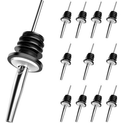 OEM Set Di 12 Versatori Per Bottiglie (neri), In Acciaio Inox, Con Beccuccio Conico, Riutilizzabili, Ideali Per Bottiglie, Cocktail, Vini, Gin, Feste E Bar. OEM Set Di 12 Versatori Per Bottiglie (neri), In Acciaio Inox, Con Beccuccio Conico, Riutilizzabili, Ideali Per Bottiglie, Cocktail, Vini, Gin, Feste E Bar.