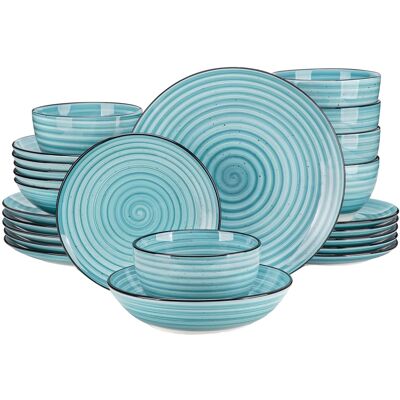 OEM Servizio Da Tavola Con Design A Spirale Su Entrambi I Lati, Dipinto A Mano, Composto Da Piatti E Ciotole, Resistente, Colore Blu. OEM Servizio Da Tavola Con Design A Spirale Su Entrambi I Lati, Dipinto A Mano, Composto Da Piatti E Ciotole, Resistente, Colore Blu.