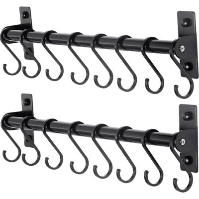 KEEMOTE Nero, Set Da 2, Portautensili Da Cucina, Porta Pentole E Padelle Da Parete, Binario Da Cucina Con 8 Ganci Per Appendere Pentole, Tazze, Cucchiai, Fissato Al Muro KEEMOTE Nero, Set Da 2, Portautensili Da Cucina, Porta Pentole E Padelle Da Parete, Binario Da Cucina Con 8 Ganci Per Appendere Pentole, Tazze, Cucchiai, Fissato Al Muro