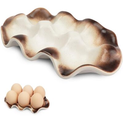 NO BRAND Portauova In Ceramica Per 6 Uova, Supporto/scatola Per Mezza Dozzina Di Uova In Ceramica, Espositore Da Banco Per Frigorifero, Decorativo Per La Cucina (marrone) NO BRAND Portauova In Ceramica Per 6 Uova, Supporto/scatola Per Mezza Dozzina Di Uova In Ceramica, Espositore Da Banco Per Frigorifero, Decorativo Per La Cucina (marrone)