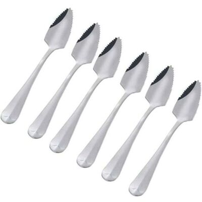 TKAAKT Un Set Di 6 Cucchiai Da Pompelmo In Acciaio Inox Semi-dentellati, In Stile Vintage: Un'ottima Idea Regalo Per La Cucina. TKAAKT Un Set Di 6 Cucchiai Da Pompelmo In Acciaio Inox Semi-dentellati, In Stile Vintage: Un'ottima Idea Regalo Per La Cucina.