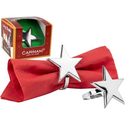 OEM Anello Portatovagliolo A Forma Di Stella Argentata, Decorazione Natalizia Per La Tavola. OEM Anello Portatovagliolo A Forma Di Stella Argentata, Decorazione Natalizia Per La Tavola.