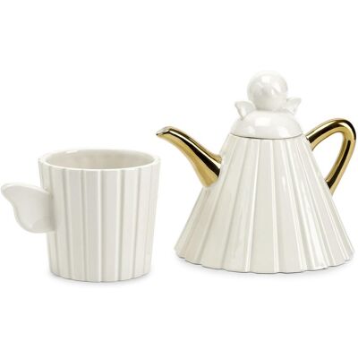 FADE Teiera Con Tazza Natalizia Porcellana Angel FADE Teiera Con Tazza Natalizia Porcellana Angel