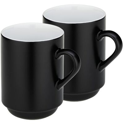 OEM Tazze, 2 Pezzi, Ceramica, 0,3 L, Diametro 7,5 X 11 Cm, Nero / Kela OEM Tazze, 2 Pezzi, Ceramica, 0,3 L, Diametro 7,5 X 11 Cm, Nero / Kela
